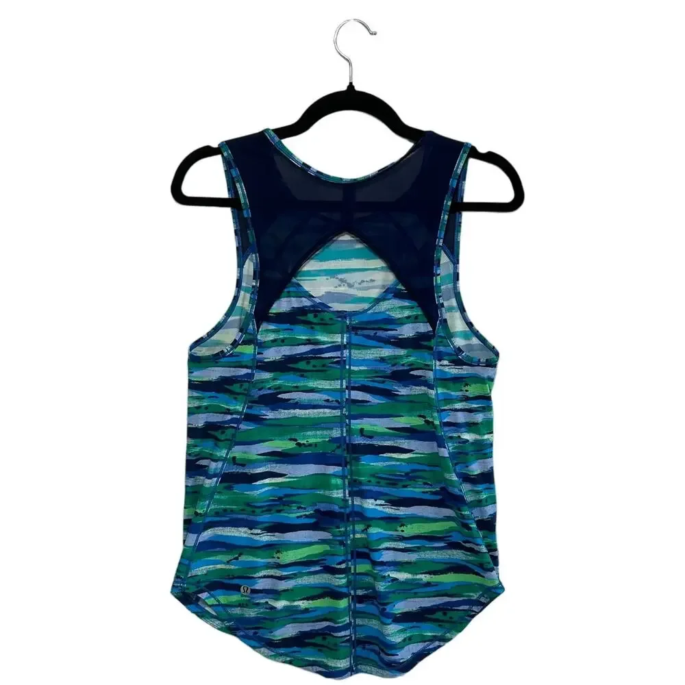 Lululemon Seven Wonders Sculpt Tank Women's Sz 6 Multi Hero Blue Workouts Sporty